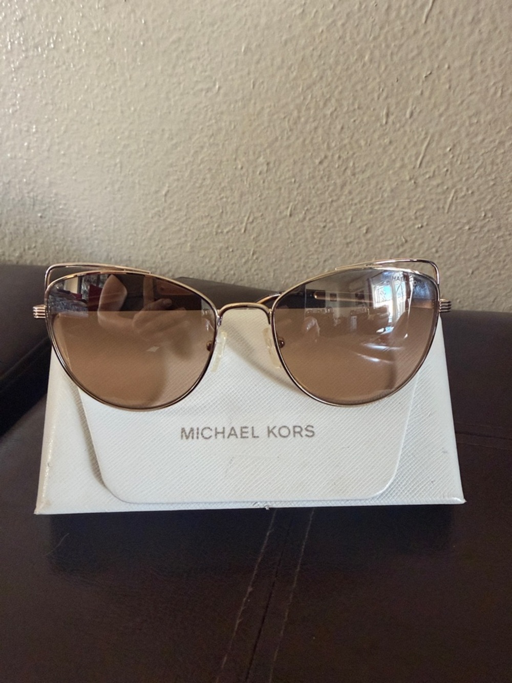 Michael Kors Gold Metal Cat Eye Sunglasses with Brown Gradient Lenses - Picture 1 of 7